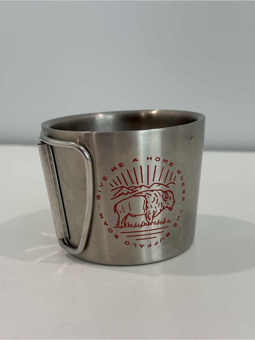 United By Blue Stainless Steel Mug Give Me a Home Where the Buffalo roam Graphic